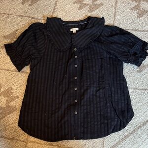 Pilcro Black Blouse with Puff Sleeves